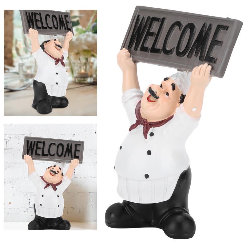 Chef Sculpture Raise Your Hands Welcome Resin France Cook Ornaments