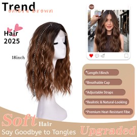 ISAMY 18Inch Wigs for Women Middle Part Synthetic Hair Wavy Wig for Daily Use (R2/37Y)