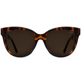 NYS Collection Trendy Polarized Sunglasses for Women, Retro Womens Square Cat Eye Sunglasses (Tortoise Shell Frame-Brown Lens)