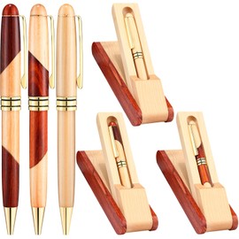 Zhanmai 3 Pack Wooden Ballpoint Pen Gift Set Nice Business Ballpoint Pen 3 Pen Holder Box Writing Pens Fancy Pen Display Case for Men Writer Employee Office Supplies