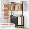 Laundry Sorter 3 Section With Extendable Hanging Bar, Heavy Duty