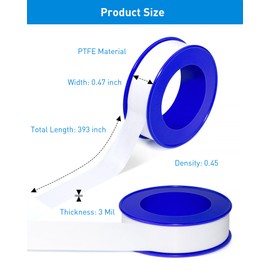 XEHAHOSH 3 Roll Plumbers Tape, Teflon Tape, Water Pipe Sealing Tape, Plumbing Tape, High-Density Performance Waterproof Duct Tape, Thread Seal Tape. L 390 in x W 0.47 in. Blue