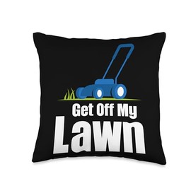 Funny Lawn Care Gardening Landscaper Mowers Get Off My Lawn Throw Pillow, 16x16, Multicolor