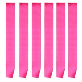 I-MART Blank Satin Sash, Princess, Beauty Queen, Homecoming, Winner, Mayor, Make Your Own Pins, Party Plain Pageant Sashes (Pack of 6, Hot Pink)