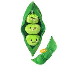 COMOIL Peas in a Pod Plush Microwave Heating Pad - 3 Detachable Peas, Heat Pack & Microwavable Stuffed Animal, Cute Portable Heating Pad for Period Cramps/Cold Hands