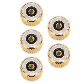 5pcs Watch Crown Spare Parts Gold Steel Crown Watch Head Wrist Parts Accessories Repairing Tool Kit for Quartz Mechanical Watch4mm/0.16in
