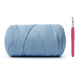 Hilo de ganchillo suave, 400 g/114 yardas, hilo grueso para tejer a mano, canastas, cojines, manualidades de bricolaje (azul pálido)