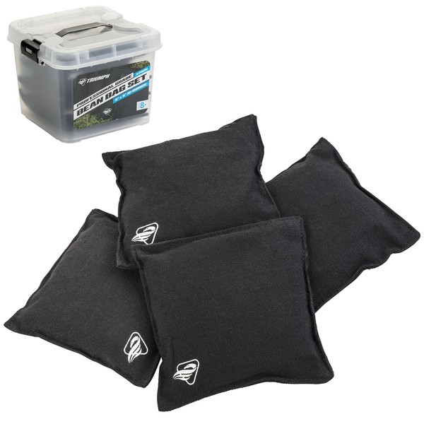 Triumph Sports Black Canvas Cornhole Bags – 4 Bags Included, Size 6" x 6" 16 oz (12-0055BK-2W)