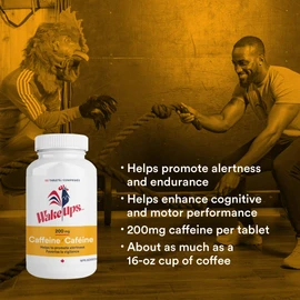Wake-Ups 200mg Extra Strength Caffeine Tablets | Promotes Alertness and Endurance | Pack of 2 | 100 Tablets