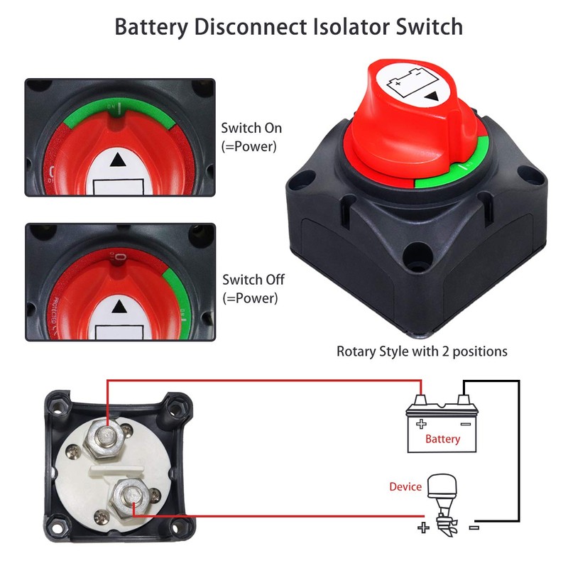 Battery Disconnect Switch, Gioyonil 12-48V Master Power Cut Shut Off