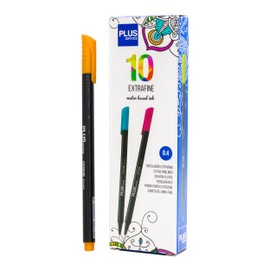 Plus Office 10 Fine Tip Felt Tip Pens 0.4mm Ideal for Writing, Painting and Drawing School Pens Fine Tip Coloured Water Based Ink (Orange)