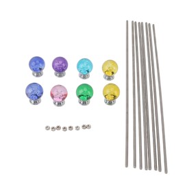 8PCS DIY Garden Beaded Stakes Stainless Steel Fairy Garden Stakes Wands with Crystal Stopper Top for Outdoor Decoration