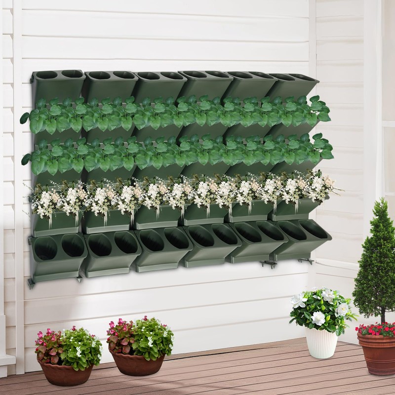 WANLECY Vertical Wall Planter with 30 Pots, Self Watering Vertical
