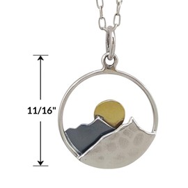 EnCharmed Sterling Silver and Bronze Mountain Range with Sun Charm Necklace, 18"