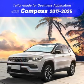 Windshield Sun Shade Umbrella for Jeep Compass 2017-2025, Foldable Car Sunshade for Front Windows with 360° Rotating Shaft, Custom fit Compass Sun Visor Shield for UV Blocking and Heat Insulation