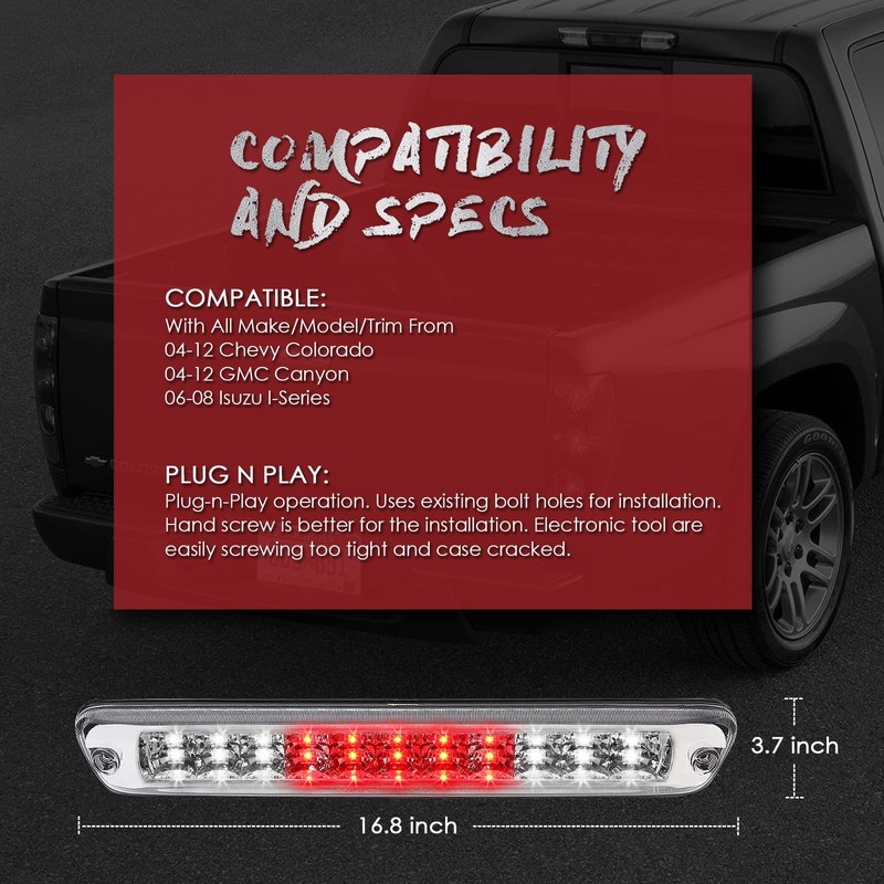 High Mount 3rd Stop Light Compatible with 2004-2012 Chevy Colorado