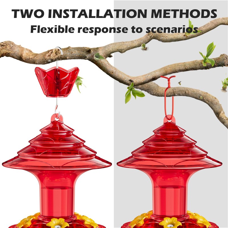 Birdream Hummingbird Feeder for Outdoors Hanging 40oz 10 Feeding Ports,