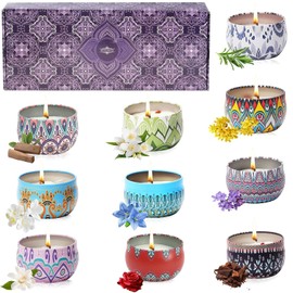 Juego de 10 Velas Aromaticas Decorativas, Cera de Soja 100% Pura,Velas Perfumadas de Flores Secas,Regalo para día de la Madre,Navidad, Cumpleaños,San Valentín,Bueno para Meditación, Budismo,Yoga