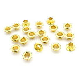 CRAFTMEMORE 4MM Hole 100PCS Grommets Eyelets for Shoes, Bead Cores, Clothes, Leather, Canvas (Gold)