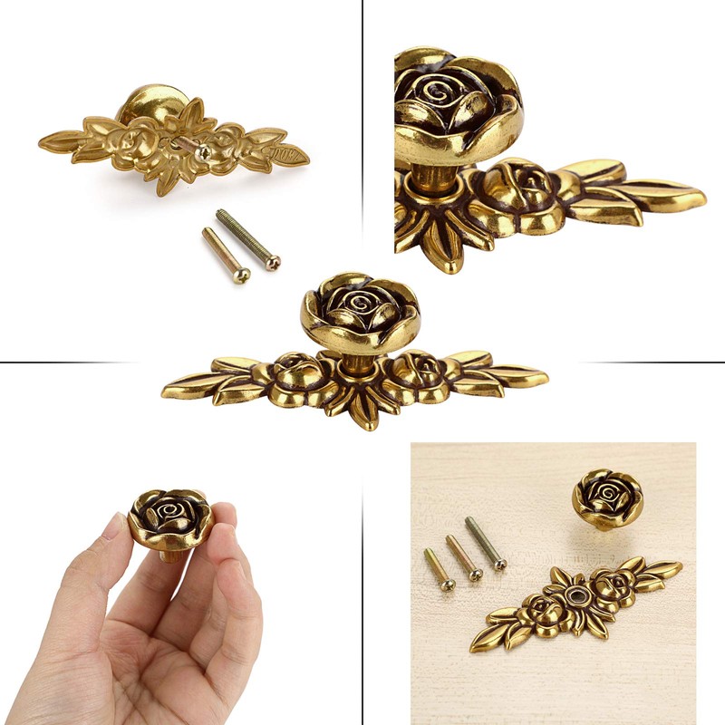 JUXYES Pack of 5 Euro Rose Decorative Cabinet Knobs with
