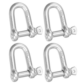 PATIKIL Screw Pin Shackle M6 1/4" 485lbs, 4 Pack 316 Stainless Steel D Ring Shackle for Chains Wire Rope Outdoor, Silver