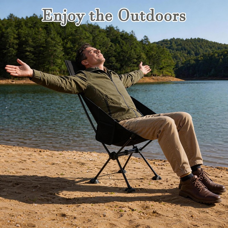 High Back Lightweight Camping Chair for Adults with Wide Seat