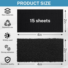 15 Sets Hook and Loop Tape with Adhesive – 2x4 Inch Strong Fabric Hook and Loop Patches for No Sew Clothes/Curtains, Indoor/Outdoor Use & Quick Fix Projects
