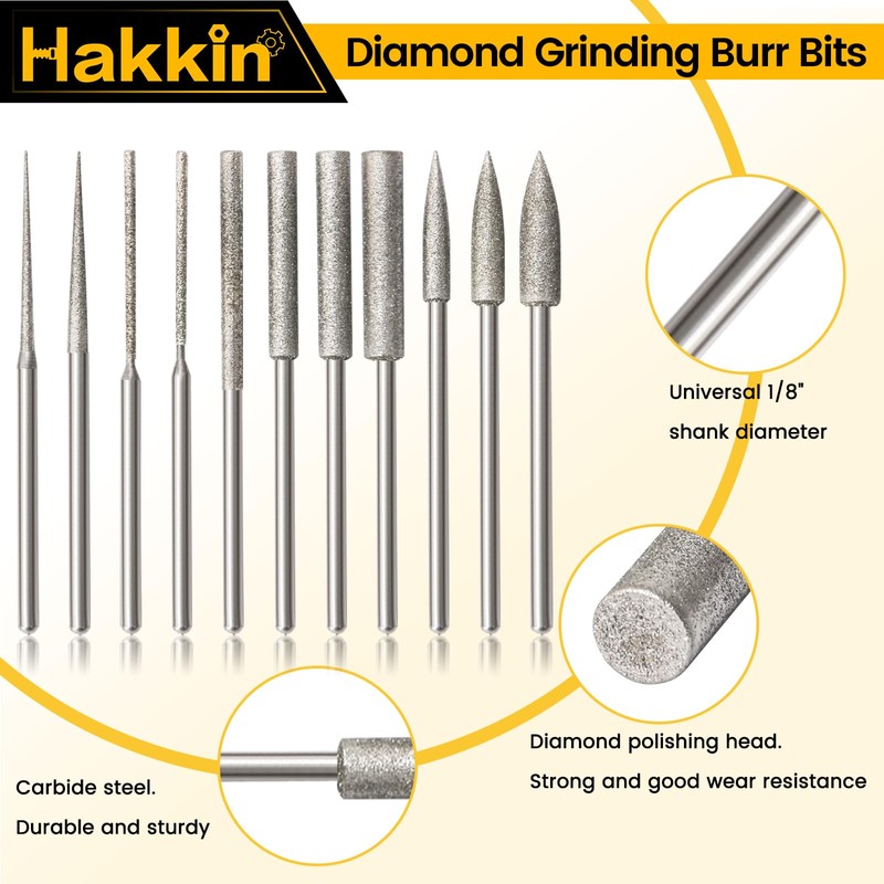 Stone Carving Set Hakkin 21Pcs Diamond Grinding Bit Set Diamond