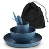 AdvntrPro Camping Dinnerware Set with Travel Bag (Blue)
