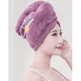 Hair Drying Turban Wrap, Microfiber Quick Dry Towel, Multiple Colors Available (Purple)