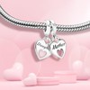 MSPOVOF Mom Charms Heart Pendant S925 Sterling Silver Bead for