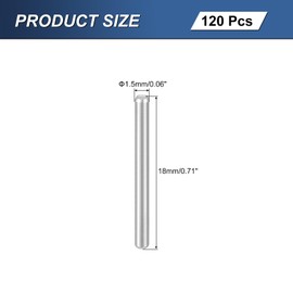 uxcell 120Pcs M1.5 x 18mm 304 Stainless Steel Dowel Pin, Cylindrical Shelf Support Peg Pin Parallel Pin Fastener for Mechanical Manufacturing, Industry, Furniture Installation, Silver