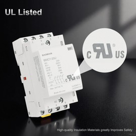 Baomain 4NO AC/DC Household Contactors, 25A 4P Modular Contactor, 4 Poles Normally Open, DIN Rail Mount, UL Listed (BMC7-25U_4P AC/DC 12V)
