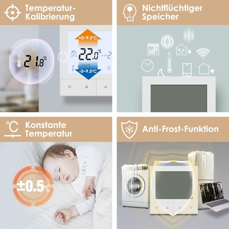 Beok Thermostat Underfloor Heating Water Thermostats Heating Digital Room Thermostat