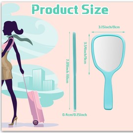 Vinsot Hand Handheld Mirror with Handle Plastic Compact Travel Makeup Cosmetic Small Personal Portable Held for Home, Vanity, Camping, 7.09 x 3.15 Inches, 6 Colors (50 Pieces)