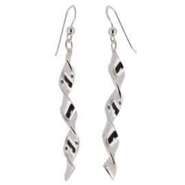 Touch Jewellery 925 Sterling Silver Spiral Twist Drop Earrings