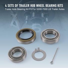 Trailer Hub Wheel Bearing Kit 25580 25520 14125A 14276 with Double Lip Grease Seals 10-36 22333TB for 5200-7000 LB Tandem Axles (Set of 4)