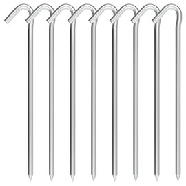 OK5STAR 9 Inch Galvanized Tent Stakes Metal Tent Pegs Heavy Duty Steel Yard Camping Stakes Tarp Hooks Inflatables Outdoor Decorations, 8 Pack