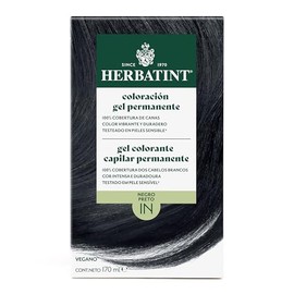 HERBATINT, Coloración Permanente para Cabello en Gel - color NEGRO 1N - 170 ml - Sin Amoníaco - 100% Cobertura de Canas - para Pieles Sensibles - con 