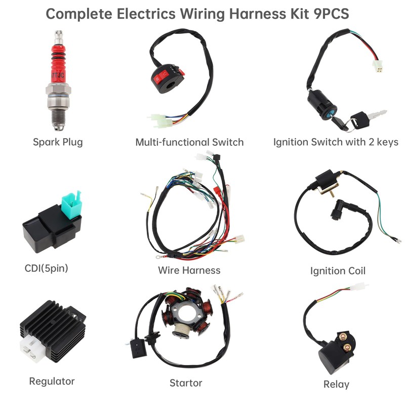 Windance 9PCS Complete 6-Coil 5-Wire CDI Electrics Kit with Solenoid