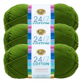 Lion Brand (3 Pack) Lion Brand Yarn 761-172H  24/7 Cotton® Yarn, Grass
