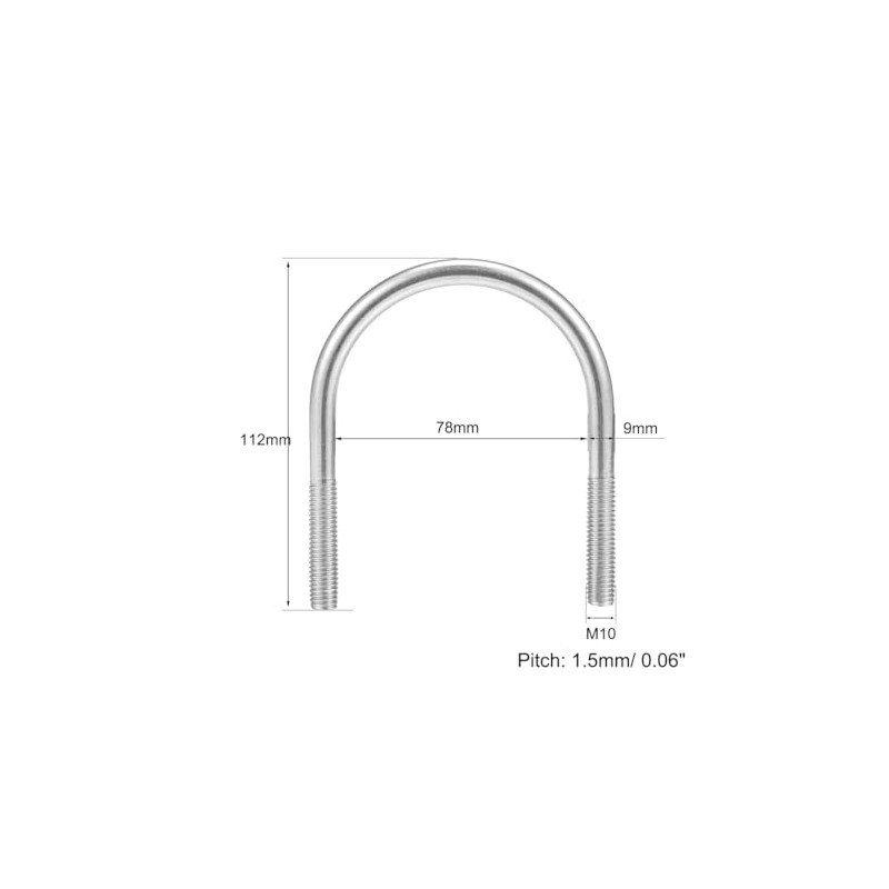 sourcing map Pack of 2 U-bolts M10 304 stainless steel