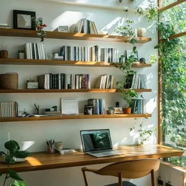 ROGMARS 36 Inches Long Walnut Floating Shelves,Rustic Solid Wood Farmhouse Wall Shelves with Invisible Brackets for Bathroom, Living Room, Bedroom, Kitchen Set of 4