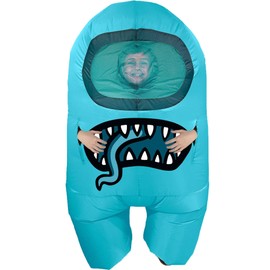 Party City - Disfraz inflable cian impostor para niños, tamaño estándar de hasta 4 pies 9 pulgadas, talla única para la mayoría - Among Us, Varios colores, Estándar