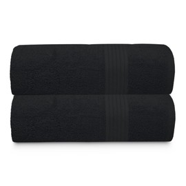 Textila 100% Cotton Bath Sheet Towels - Jumbo Size 35x70 Inches, Ultra Soft and Absorbent, (2 Pack - Black) Luxury Oversized Towels for Spa, Hotel, Beach, Gym, and Home Use