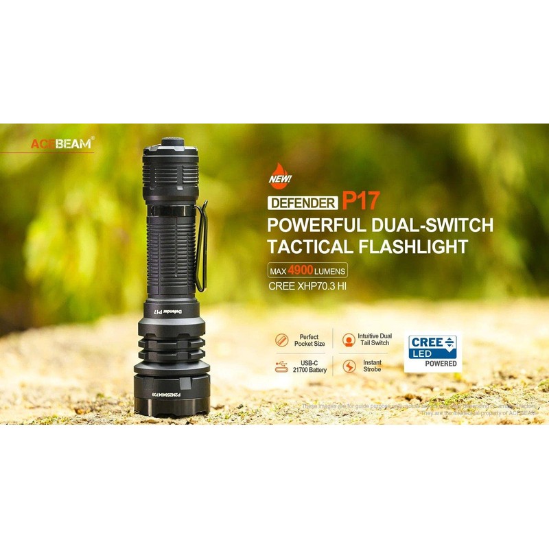 ACEBEAM Defender P17 C-ree XHP70.3 HI 6500K Rechargeable Flashlight -4900