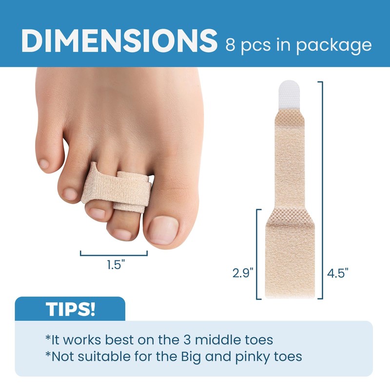 Sumiwish Hammer Toe Straightener, Toe Splint Hammer Toe Corrector-8 Pack,brown