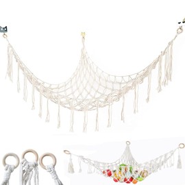 Cuddly Toy Storage Net Hanging Organiser, Cuddly Toy Hammock Large, Stuffed Toy Storage Net Over, Cuddly Toy Net Wall for Children's Room Decoration Girls (Beige, 130 x 100 cm)