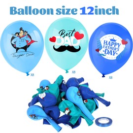 HOWAF Happy Fathers Day Balloons Set, 24 Pieces Blue Father's Day Party Balloons Fathers Day Balloons Father's Day Balloons Latex for Happy Father's Day Decoration Father's Day Party Festival Supplies