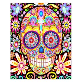 Zinker Diamond Painting Kit 5D Pintura De Diamantes Diamante Redondo De 30cm X 40cm Impresión HD Incluye todos los Aditamentos Necesarios Modelo Calavera Mexicana